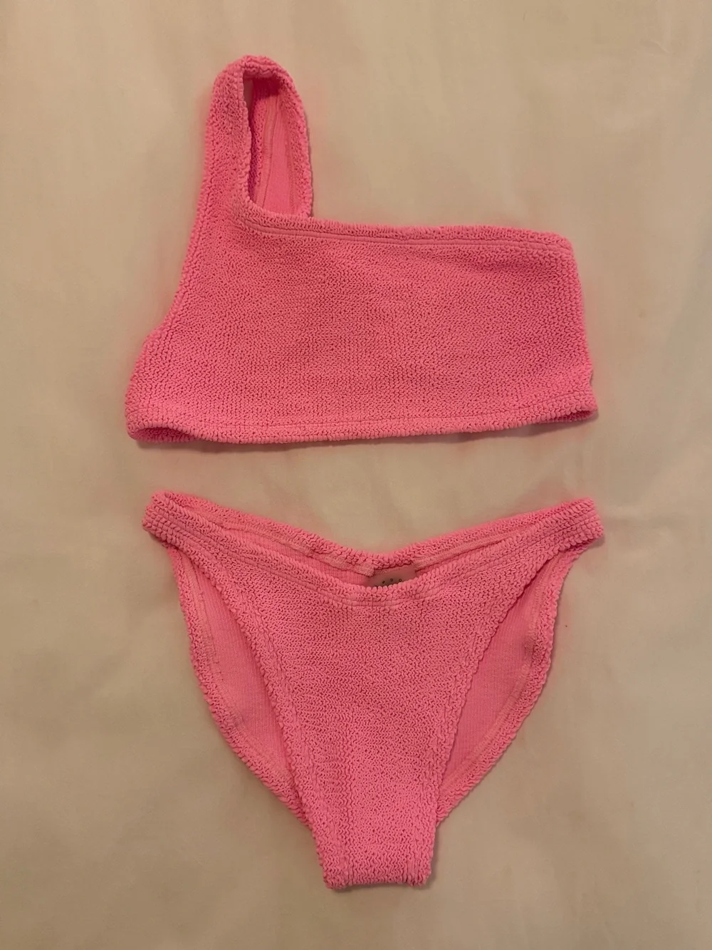Hunza G Bubblegum Pink One-Shoulder Bikini Set